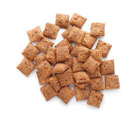 Tasty corn pillows on white background