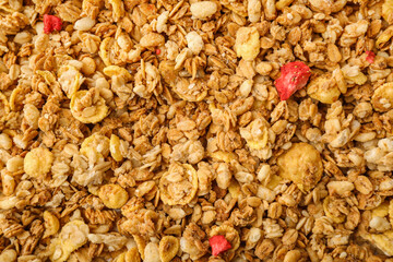 Texture of tasty granola as background