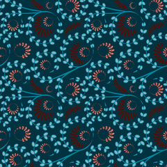 Seamless texture, pattern on a square background - flowers and leaves. Styling.