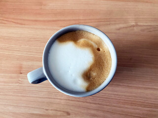 Italian Cappuccino on a table, view from above