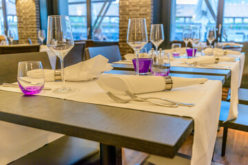 Modern dining room in luxury restaurant.