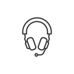 Wireless headset line icon.