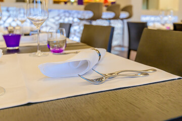 Modern dining room in luxury restaurant.