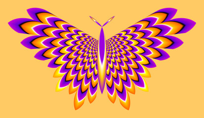 Obraz premium Orange and purple butterfly. Optical expansion illusion.