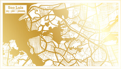 Sao Luis Brazil City Map in Retro Style in Golden Color. Outline Map.