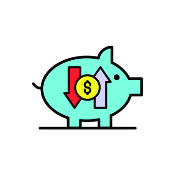 cashflow piggy bank Illustration. modern simple vector icon, flat graphic symbol in trendy flat design style. wallpaper. lockscreen. pattern. frame, background, backdrop, sign, logo.
