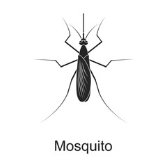 Mosquito vector black icon. Vector illustration pest insect mosquito on white background. Isolated black illustration icon of pest insect.