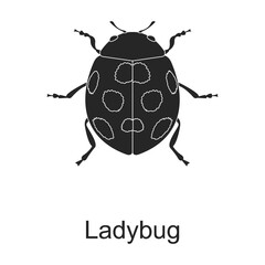 Ladybug vector black icon. Vector illustration pest insect ladybug on white background. Isolated black illustration icon of pest insect.