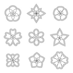 Black and white symbols with decorative objects. Illustration can be used for coloring book and pictures for children.