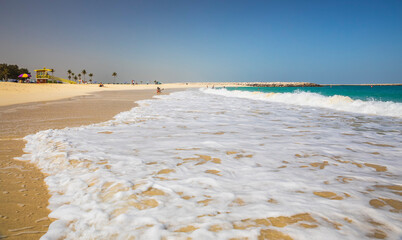Dubai, UAE - March 04, 2021: Al Mamzar beach in Dubai.