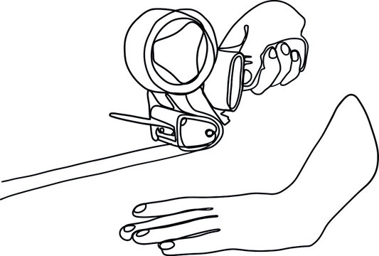 tape dispenser in use, line art clip art preview