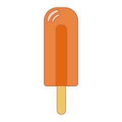 Line art vector illustration of fruit, orange popsicle ice cream or frozen juice on a stick in pastel colors. Isolated on white background.