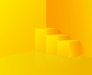 Vector abstract yellow mock up composition with podium design