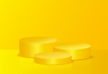 Vector abstract yellow mock up composition with podium design