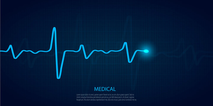Cardiology concept with pulse rate diagram. Medical background with heart cardiogram.