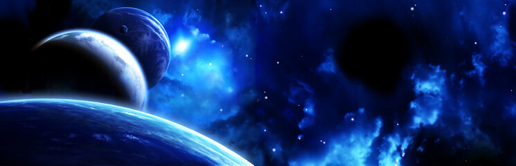 Space scene with planets and nebula