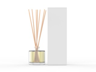 Blank Reed Diffuser Aroma Stick Fragrance Scent Perfume Paper Box Packaging For Template. 3d render illustration.