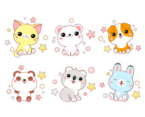 Collection of cute animals baby