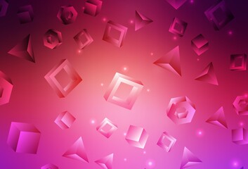 Light Pink, Yellow vector background with triangles, cubes.