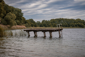 A bathing jetty in the Penzliner See, Mecklenburg-Western Pomerania, Germany