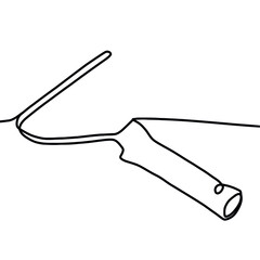Spatula blade construction painting tool. Line of tools for building plaster. Plastering equipment trowel on a black and white background. Line drawing for plastering staple building material