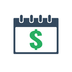 calendar grid with green dollar symbol
