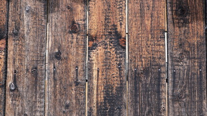 rustic wood background, gray-brown shabby planks with embossed rough texture, old wood surface with knots and withered lines of structure, country style aged wood backdrop