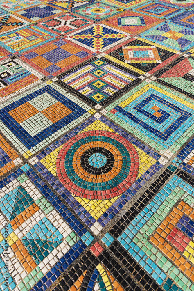 Poster The colorful mosaic pattern on wall surface. Art abstract background