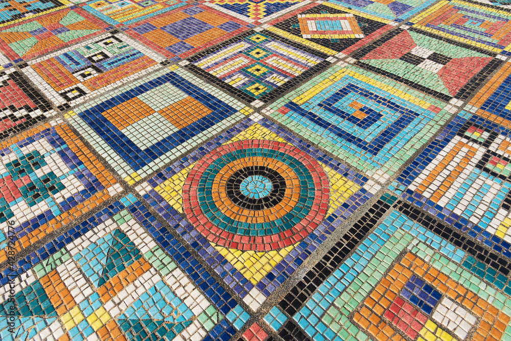 Aufkleber The colorful mosaic pattern on wall surface. Art abstract background