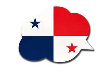 3d speech bubble with panamanian national flag isolated on white background. Symbol of Panama country.