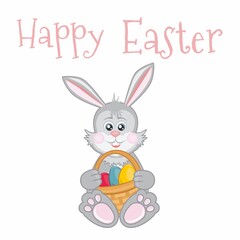 Happy Easter greeting card with rabbit