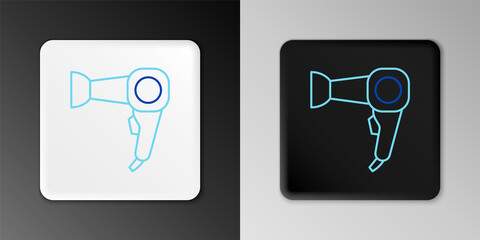 Line Hair dryer icon isolated on grey background. Hairdryer sign. Hair drying symbol. Blowing hot air. Colorful outline concept. Vector