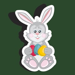 Happy Easter greeting card with rabbit