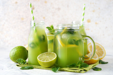 Mint lemonade with lemon and lime
