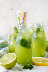 Mint lemonade with lemon and lime