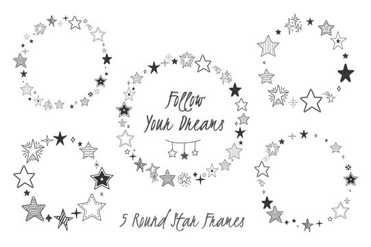 Hand Drawn Stars - Circle Frames