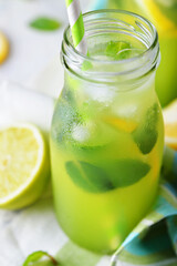 Mint lemonade with lemon and lime