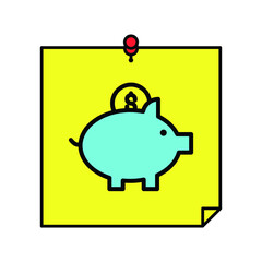 piggy bank memo Illustration. modern simple vector icon, flat graphic symbol in trendy flat design style. wallpaper. lockscreen. pattern. frame, background, backdrop, sign, logo.