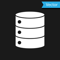 White Server, Data, Web Hosting icon isolated on black background. Vector Illustration