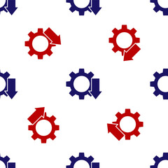 Blue and red Cost reduction icon isolated seamless pattern on white background. Vector Illustration