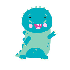 Nursery vector illustration. Cute Baby Dinosaur.