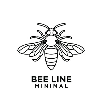 minimal big hornet bee line vintage vector premium logo