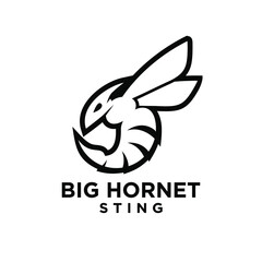minimal big hornet bee line vector premium modern logo - obrazy, fototapety, plakaty