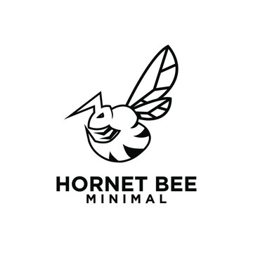 minimal big hornet bee line vector premium modern logo