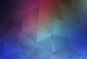 Dark Pink, Blue vector gradient triangles template.