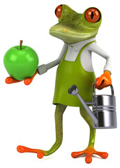 Fun frog gardener - 3D Illustration