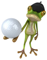 Fun french frog - 3D Illustration