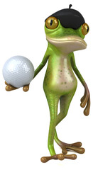 Fun french frog - 3D Illustration