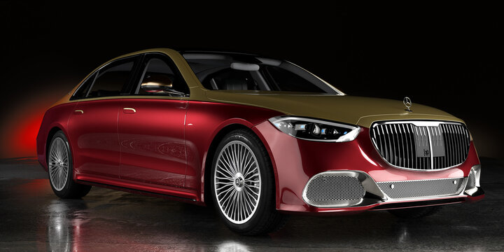 Luxury Mercedes S-Class Maybach limousine in the studio