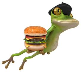 Fun french frog - 3D Illustration
